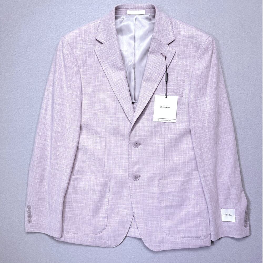 Calvin Klein Men's Solid Slim-Fit Soft Sport Coat Light pink 38S $295